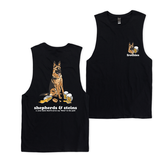Shepherds and Steins Muscle Tee Black Muscle Tanks Frothies