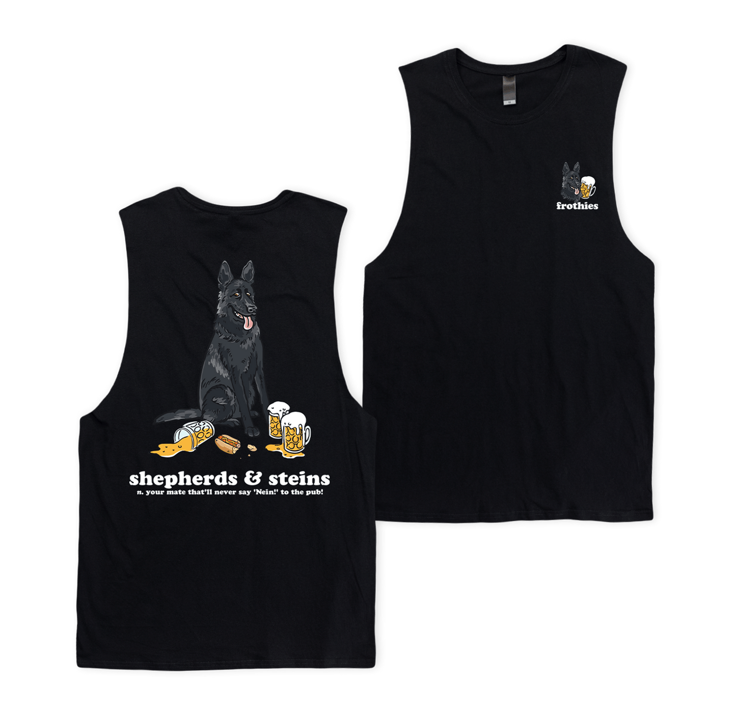 Shepherds and Steins Muscle Tee Black Muscle Tanks Frothies