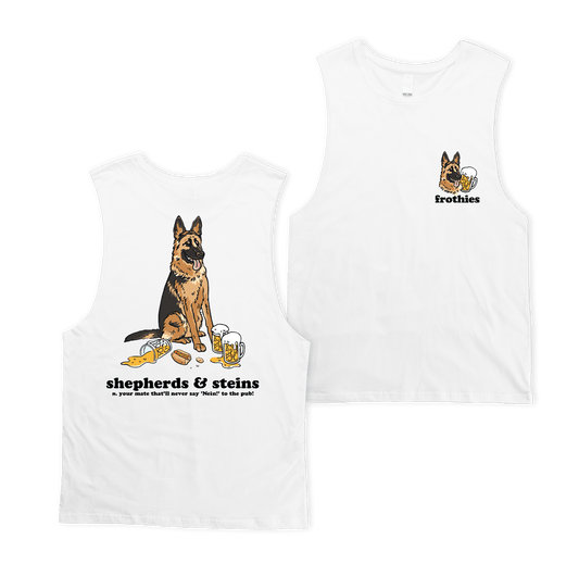 Shepherds and Steins Muscle Tee White Muscle Tanks Frothies