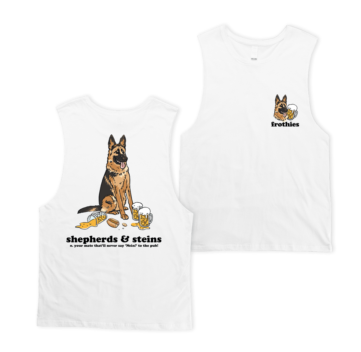 Shepherds and Steins Muscle Tee White Muscle Tanks Frothies
