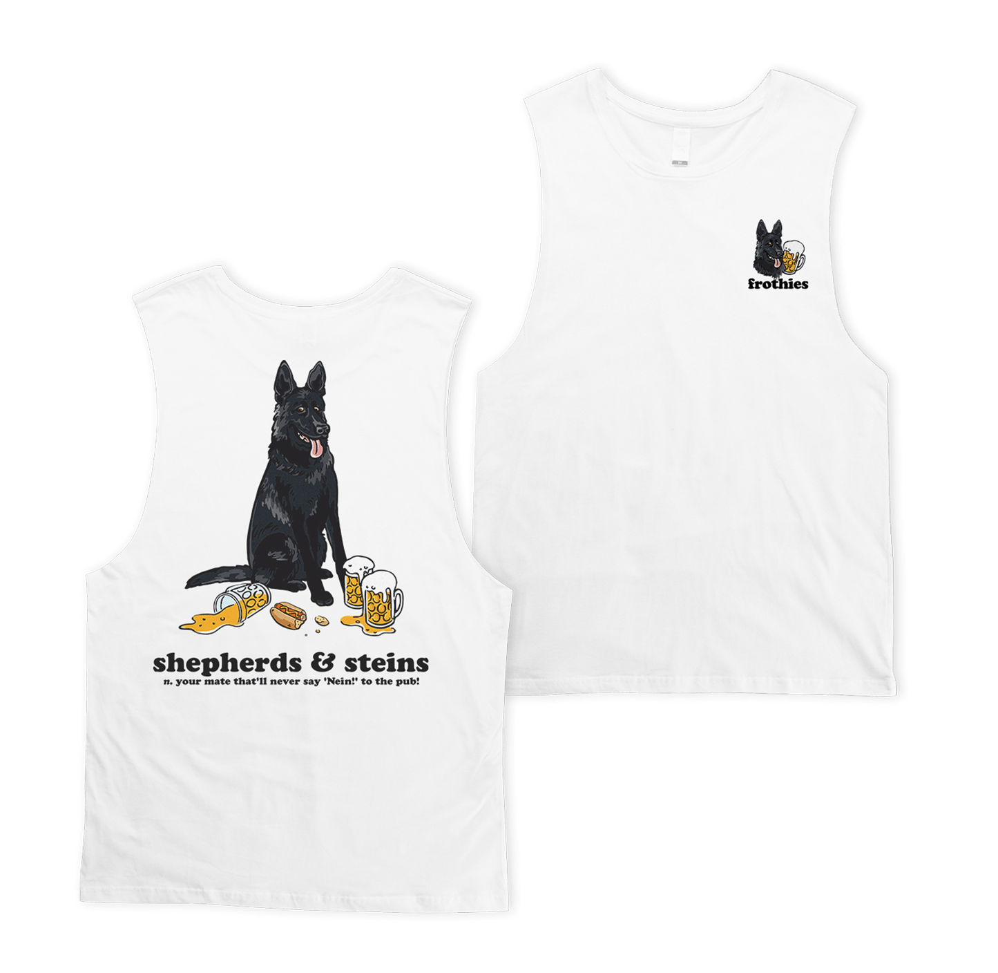 Shepherds and Steins Muscle Tee White Muscle Tanks Frothies