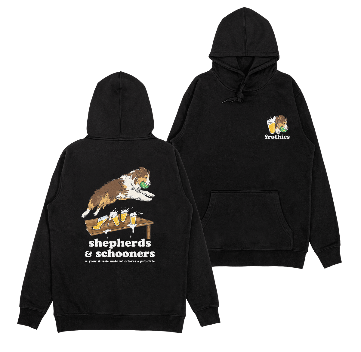 Shepherds & Schooners Hoodie Black Hoodie Frothies