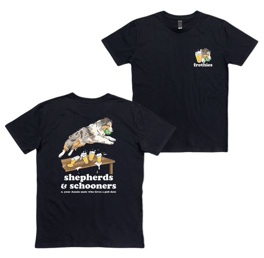 Shepherds & Schooners Tee Black T-Shirt Frothies