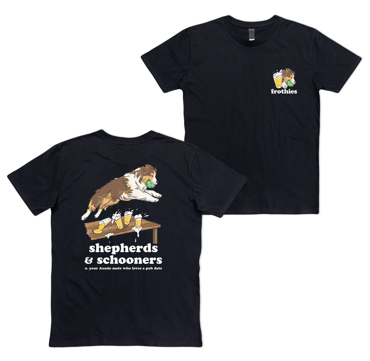 Shepherds & Schooners Tee Black T-Shirt Frothies