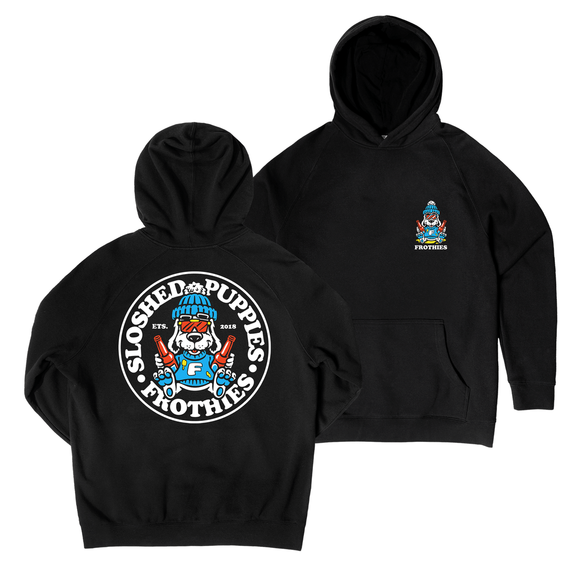 Sloshed Puppies 2 Hoodie Black Hoodie Frothies