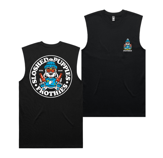 Sloshed Puppies 2 Muscle Tee Black Muscle Tank Frothies