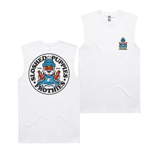 Sloshed Puppies 2 Muscle Tee White Muscle Tank Frothies