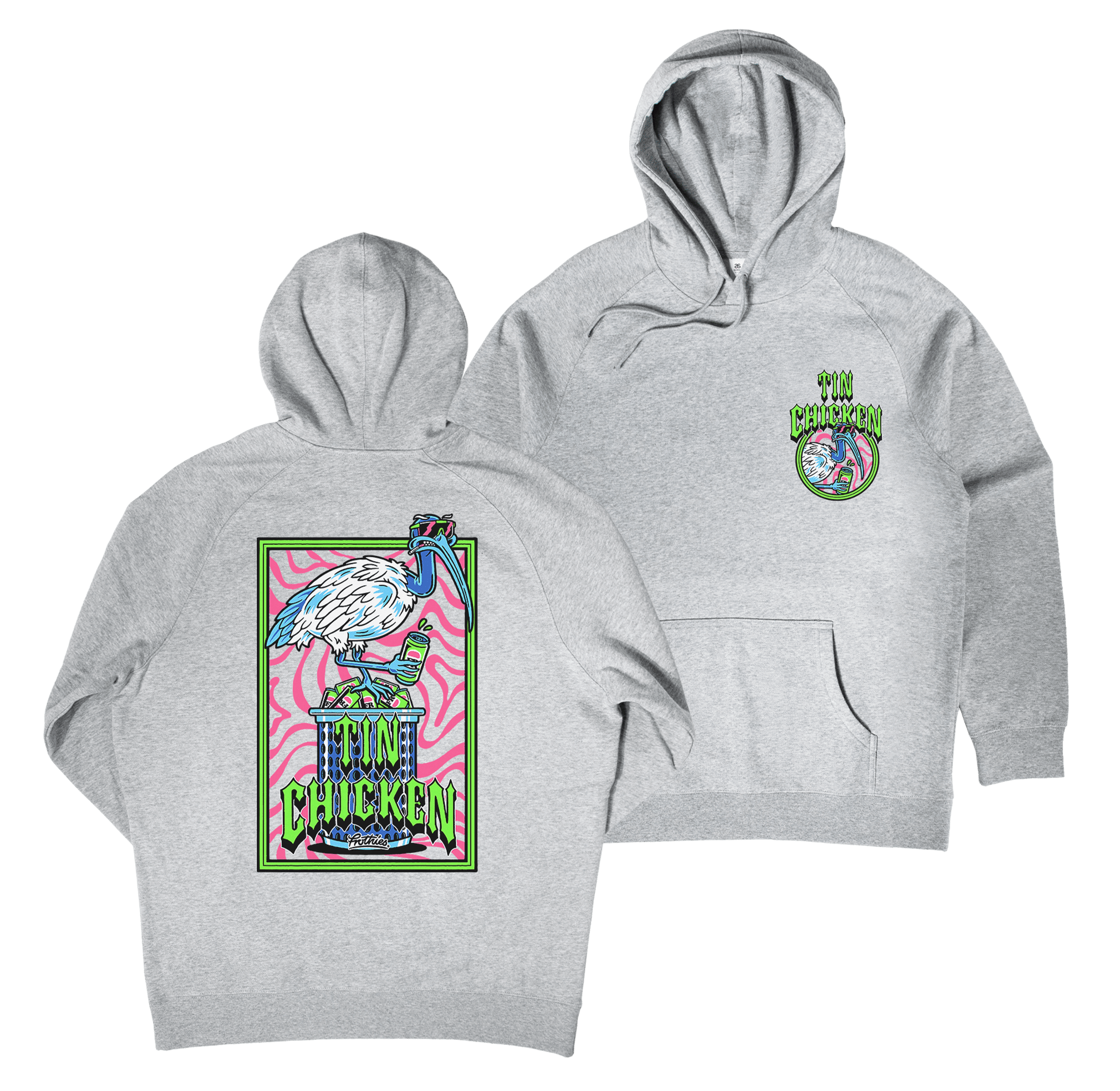 Tin Chicken Hoodie Grey Hoodie Frothies