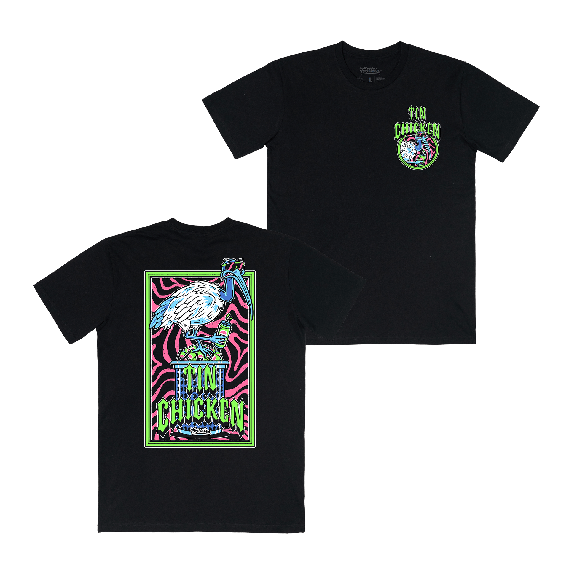 Tin Chicken Tee Black T-Shirts Frothies