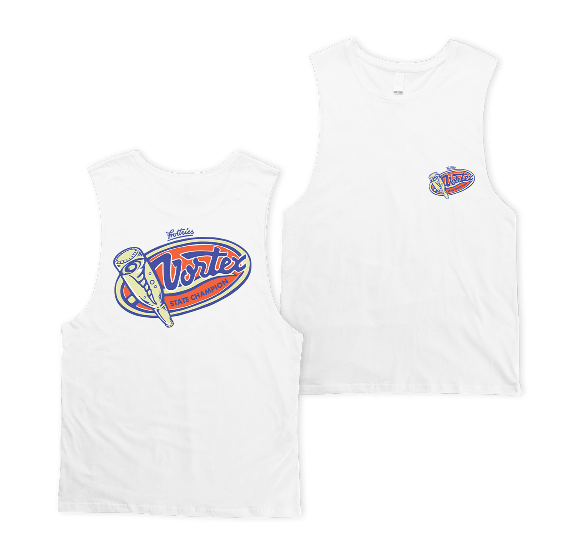 Vortex State Champion Muscle Tee White Muscle Tanks Frothies