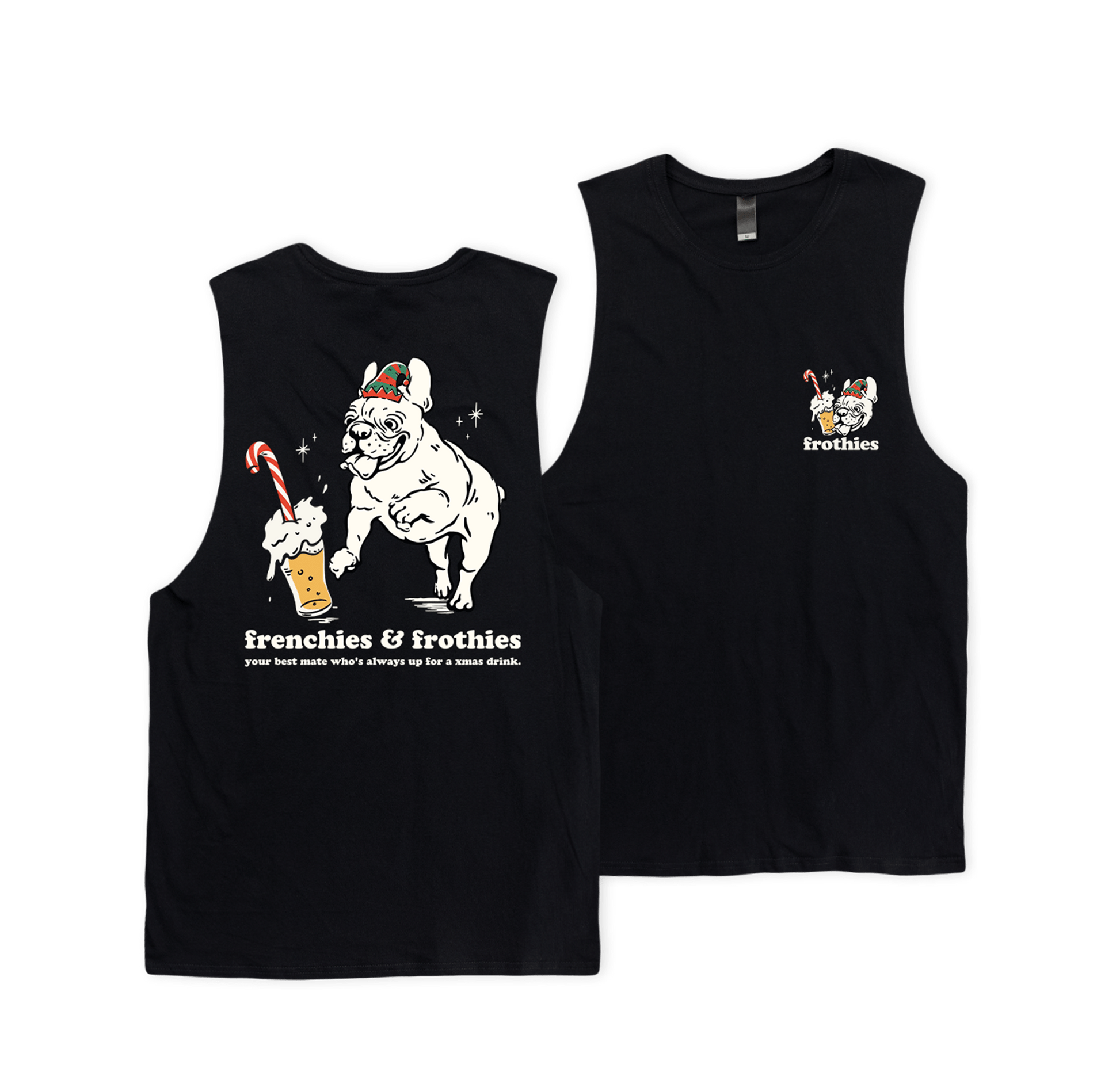 Xmas Frenchies & Frothies Muscle Tee Muscle Tanks Frothies