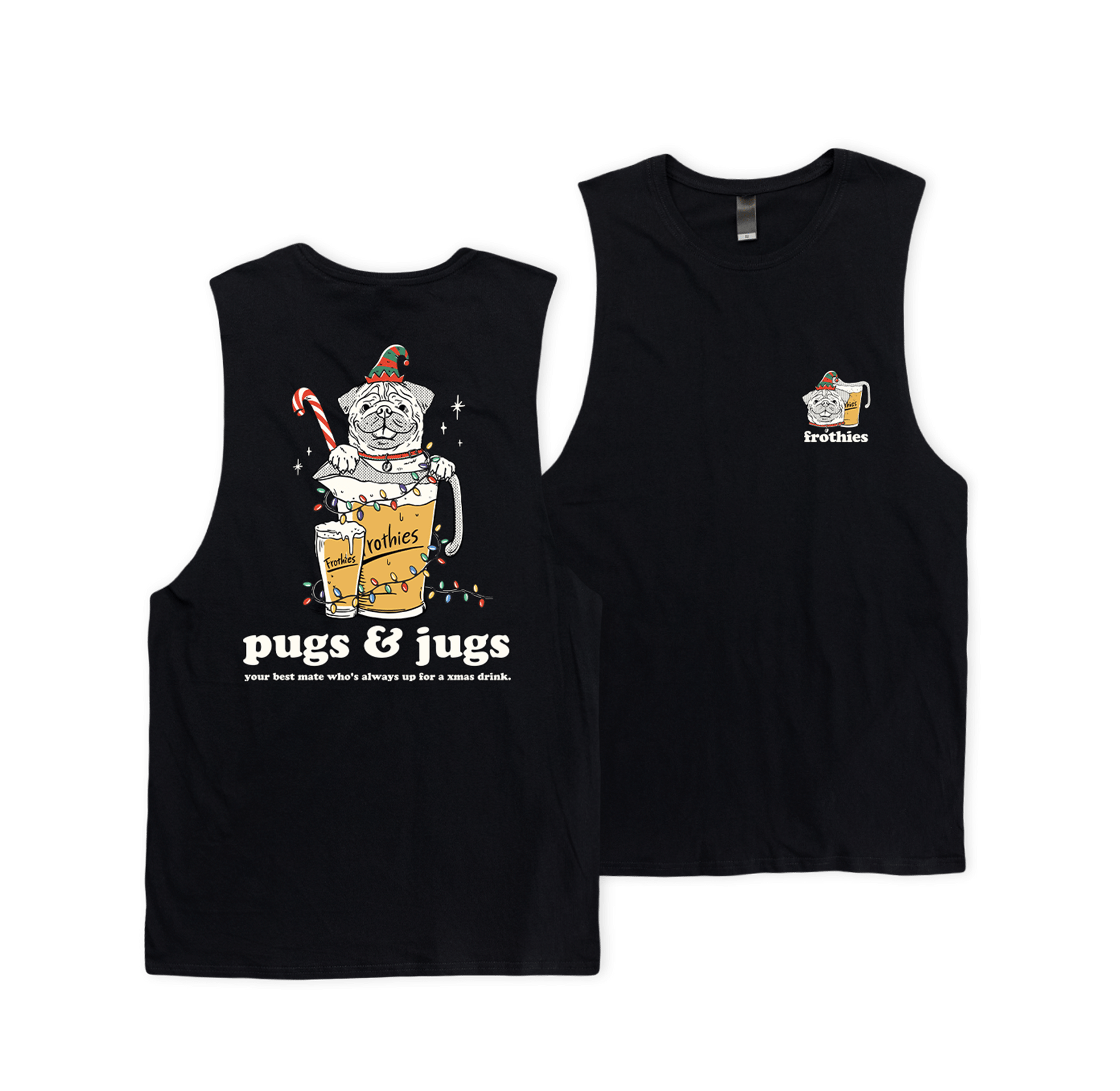 Xmas Pugs & Jugs Muscle Tee Muscle Tanks Frothies