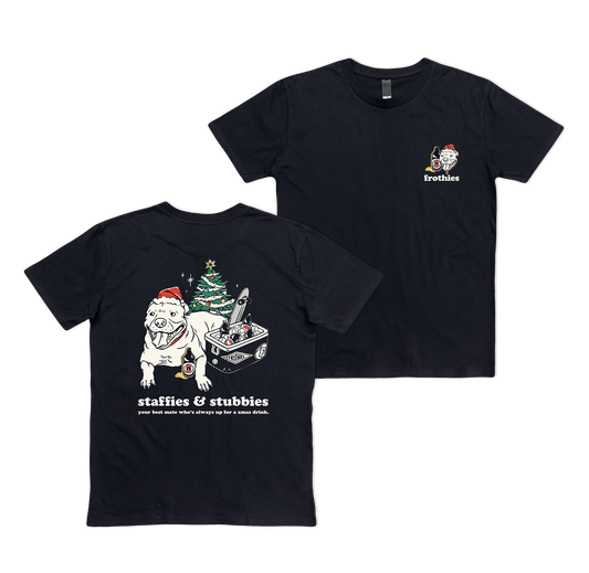 Xmas Staffies & Stubbies Tee T-Shirt Frothies