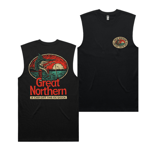 Chip off the Dock Muscle Tee Black T-Shirt Great Northern