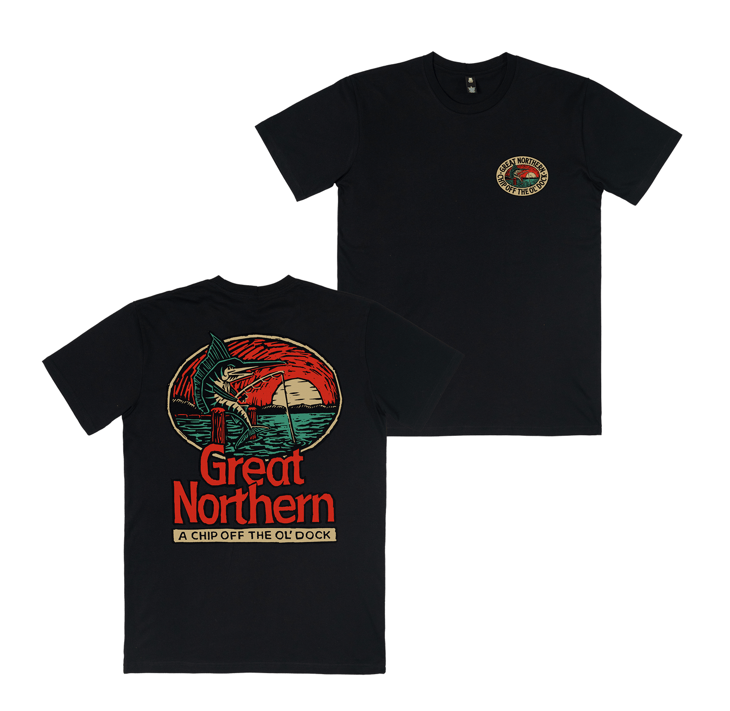 Chip off the Dock Tee Black T-Shirt Great Northern