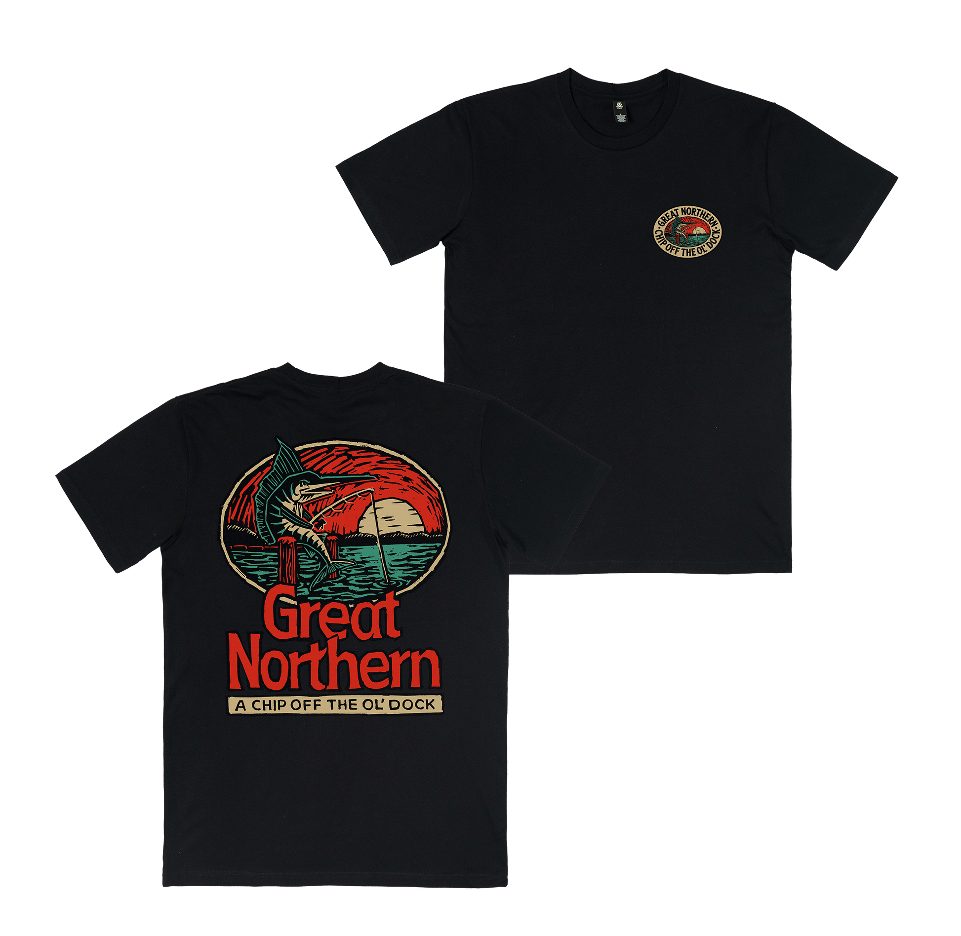 Chip off the Dock Tee Black T-Shirt Great Northern