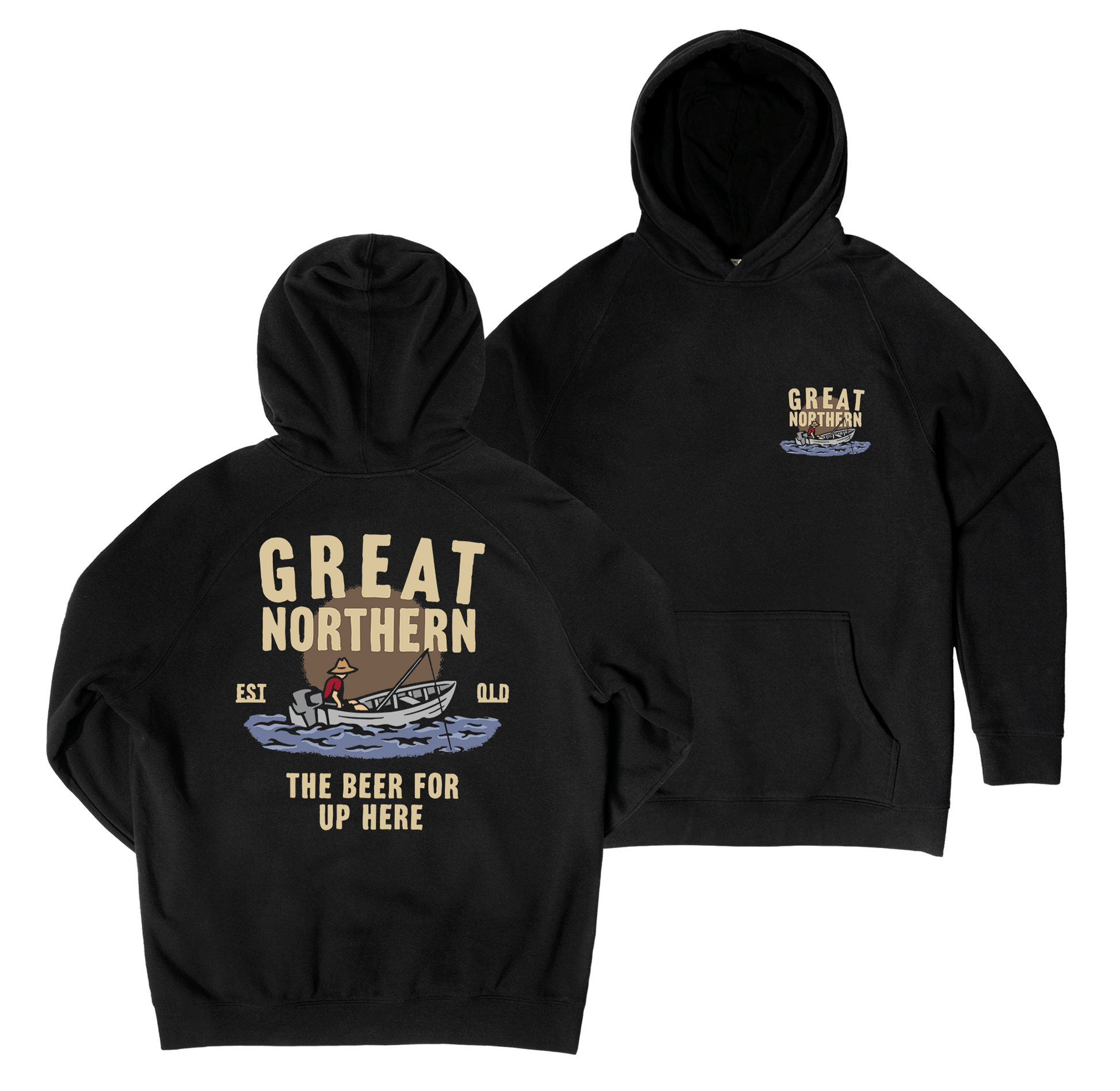 Open Waters Hoodie Black Hoodie Great Northern