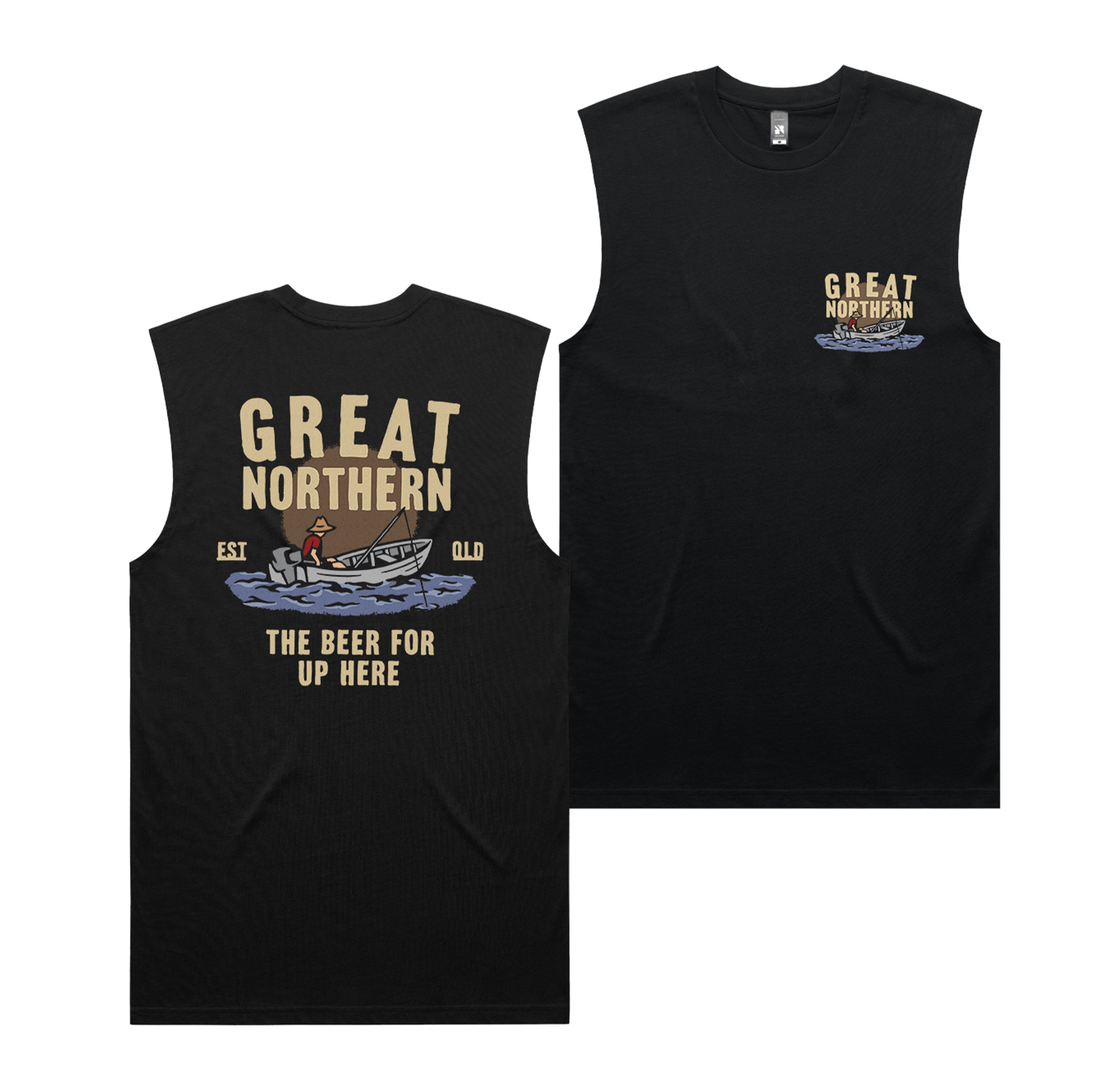 Open Waters Muscle Tee Black T-Shirt Great Northern