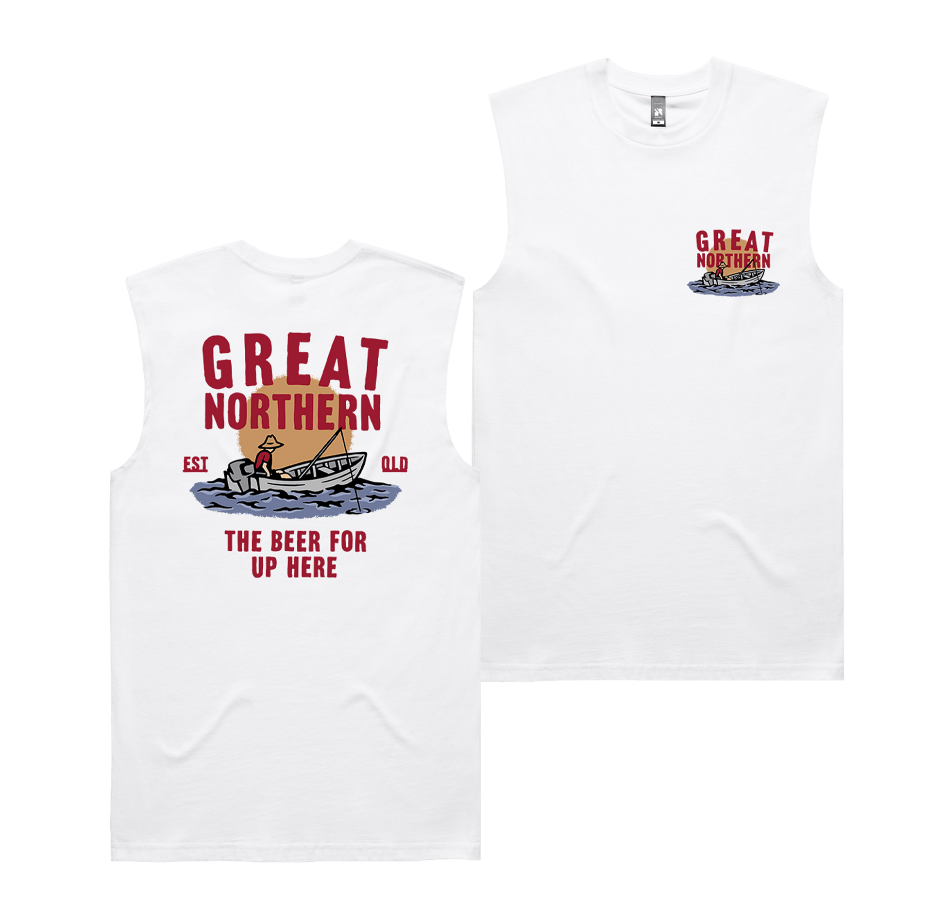 Open Waters Muscle Tee White T-Shirt Great Northern