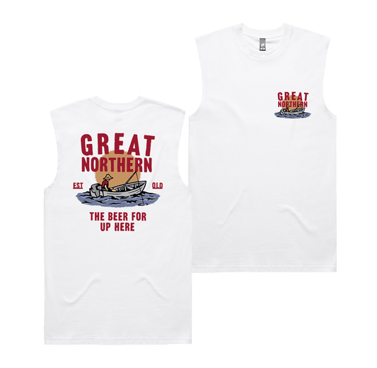 Open Waters Muscle Tee White T-Shirt Great Northern