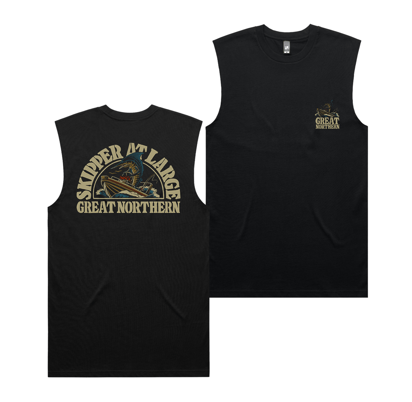 Skipper at Large Muscle Tee Black T-Shirt Great Northern