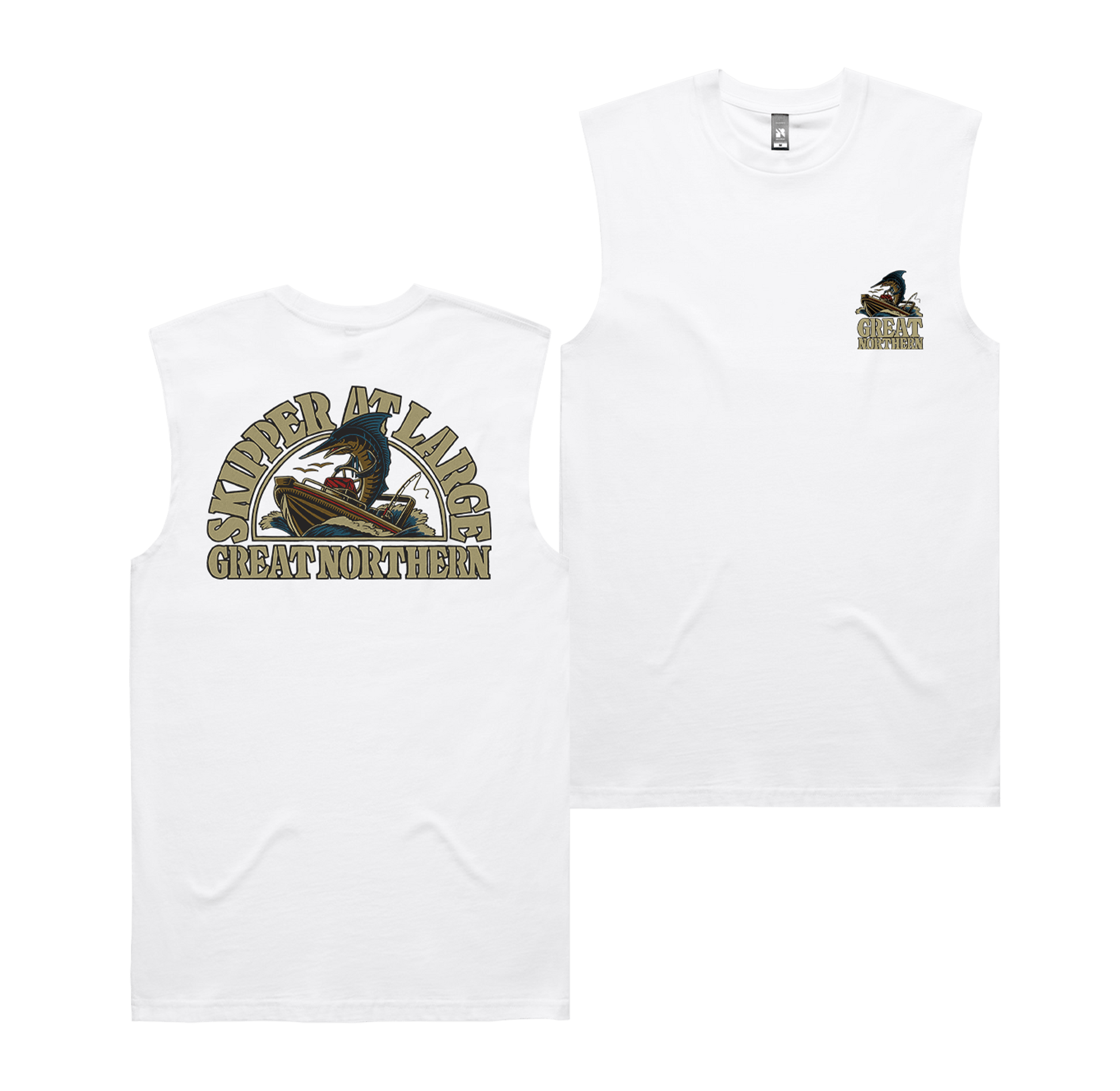 Skipper at Large Muscle Tee White T-Shirt Great Northern