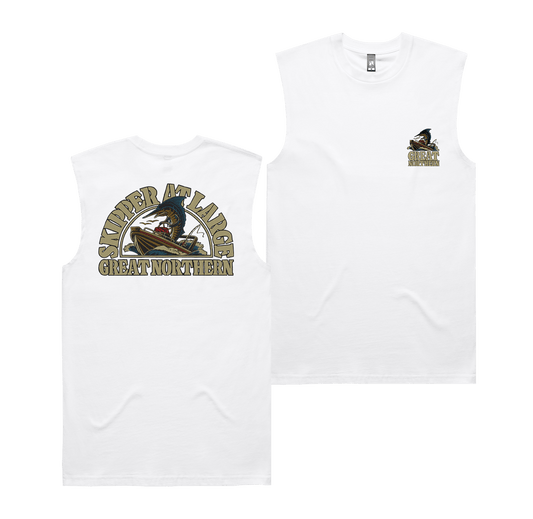 Skipper at Large Muscle Tee White T-Shirt Great Northern