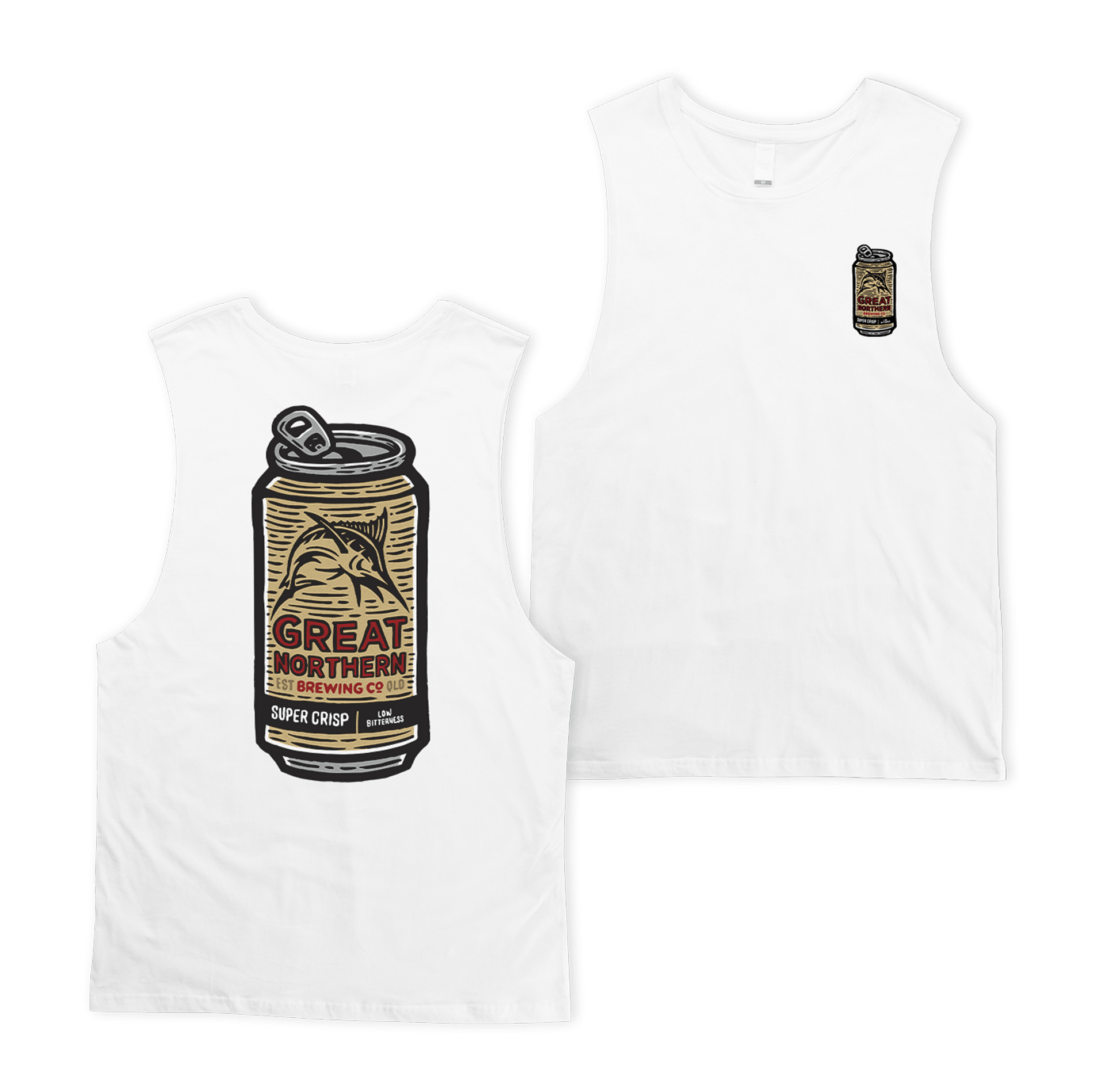 Tinnie Muscle Tee White Muscle Tanks Great Northern