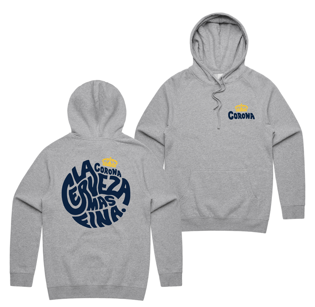 Cerveza Circle Hoodie — Grey Marle front & back