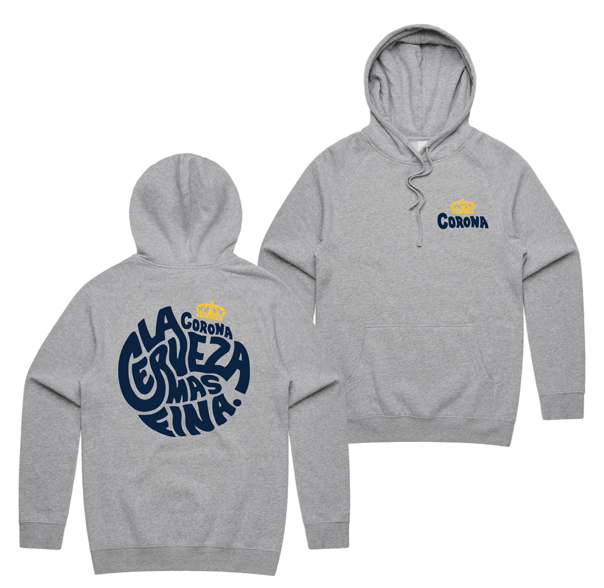 Cerveza Circle Hoodie — Grey Marle front & back