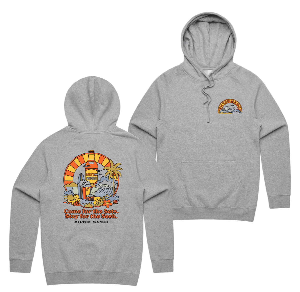 Sets & Seshes Hoodie — Grey Marle front & back
