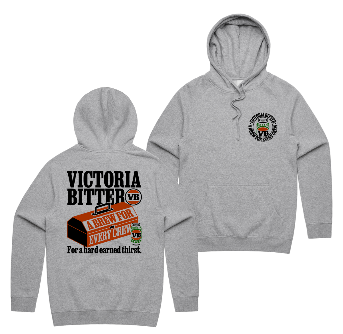 Tool Box Hoodie — Grey Marle front & back