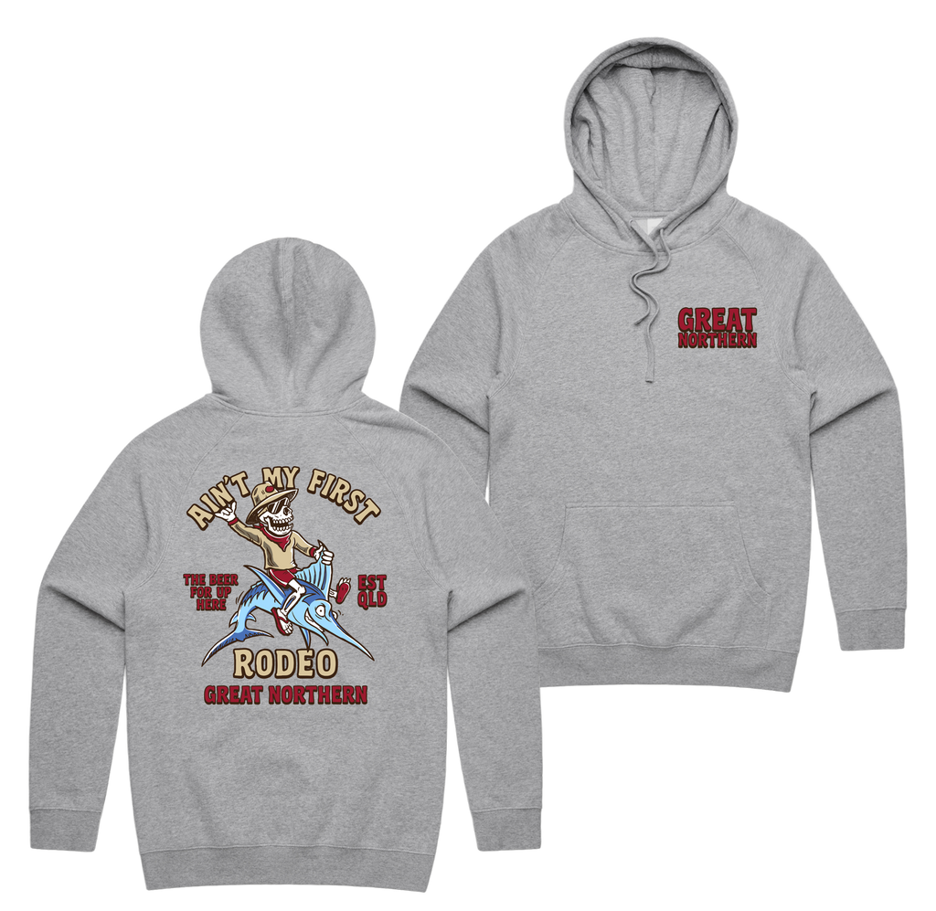 Rodeo Hoodie — Grey Marle front & back