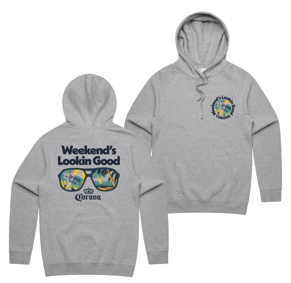 Lookin Good Hoodie — Grey Marle front & back