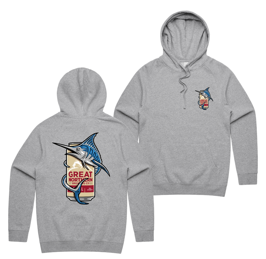 Marlin Hug Hoodie — Grey Marle front & back