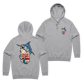 Marlin Hug Hoodie — Grey Marle front & back