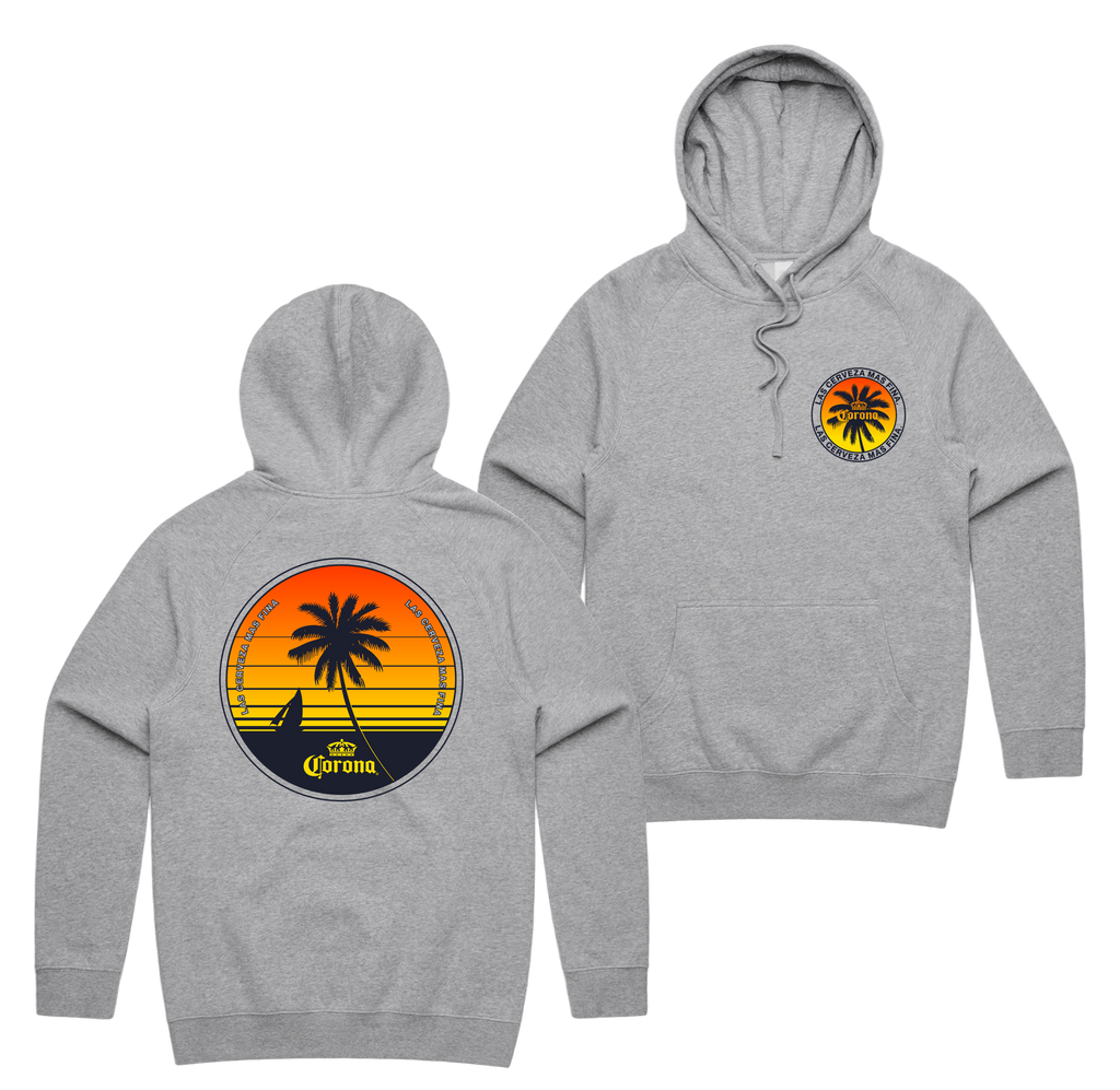 Club Corona Hoodie — Grey Marle front & back