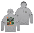 Barefoot Beers Hoodie — Grey Marle front & back