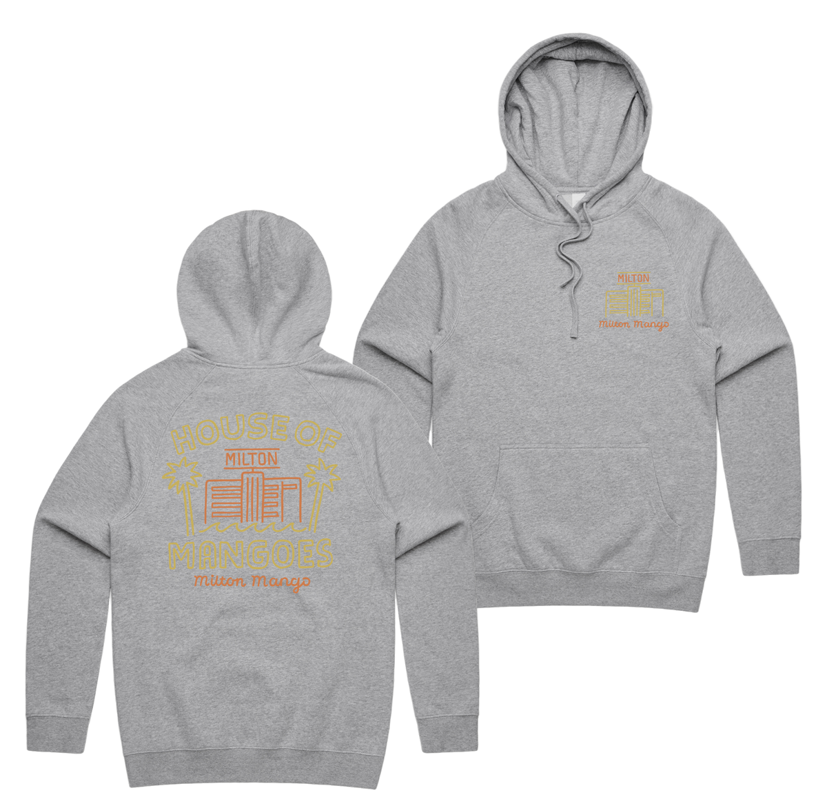 House Of Mangoes Hoodie — Grey Marle front & back