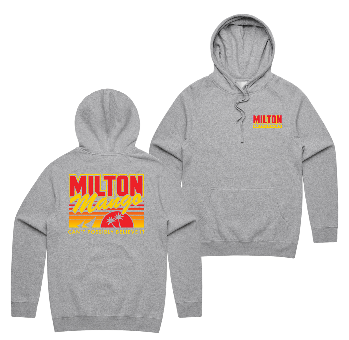 Miami Mango Hoodie — Grey Marle front & back