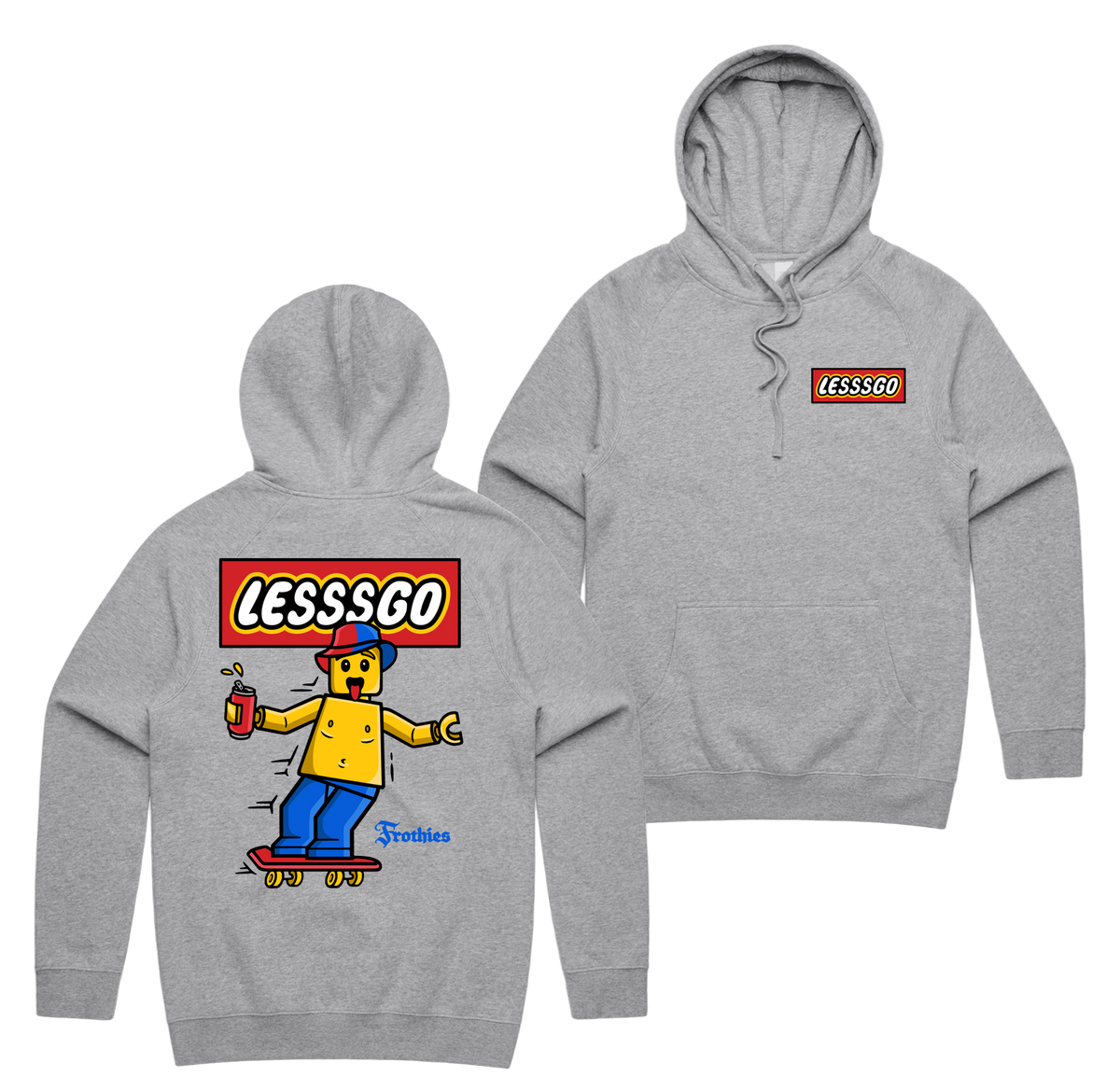 Lesssgo Knights 2026 Hoodie — Grey Marle front & back