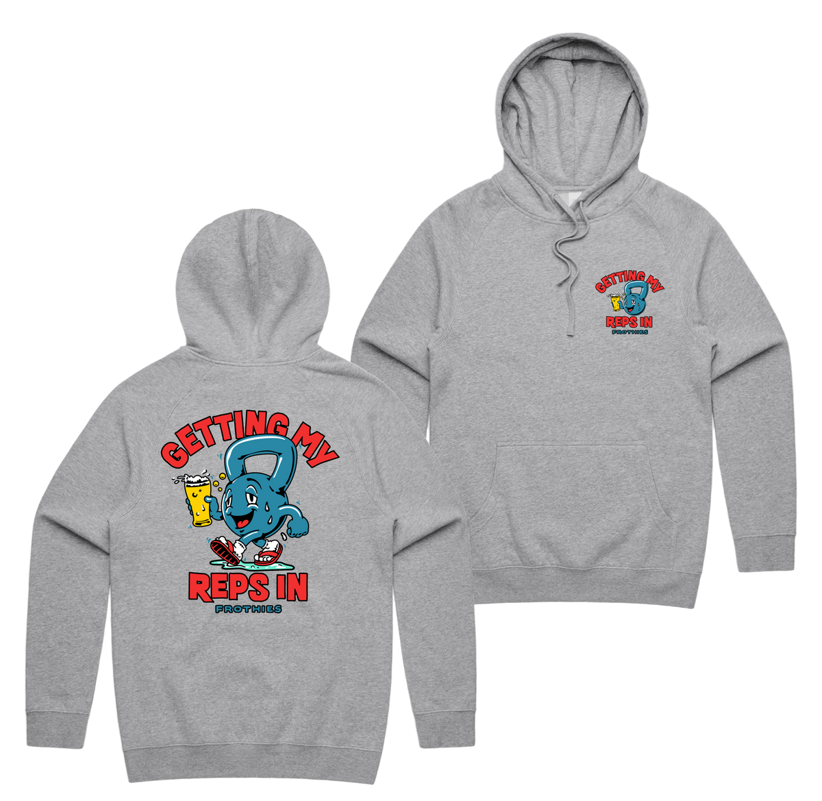 Reps In Hoodie — Grey Marle front & back