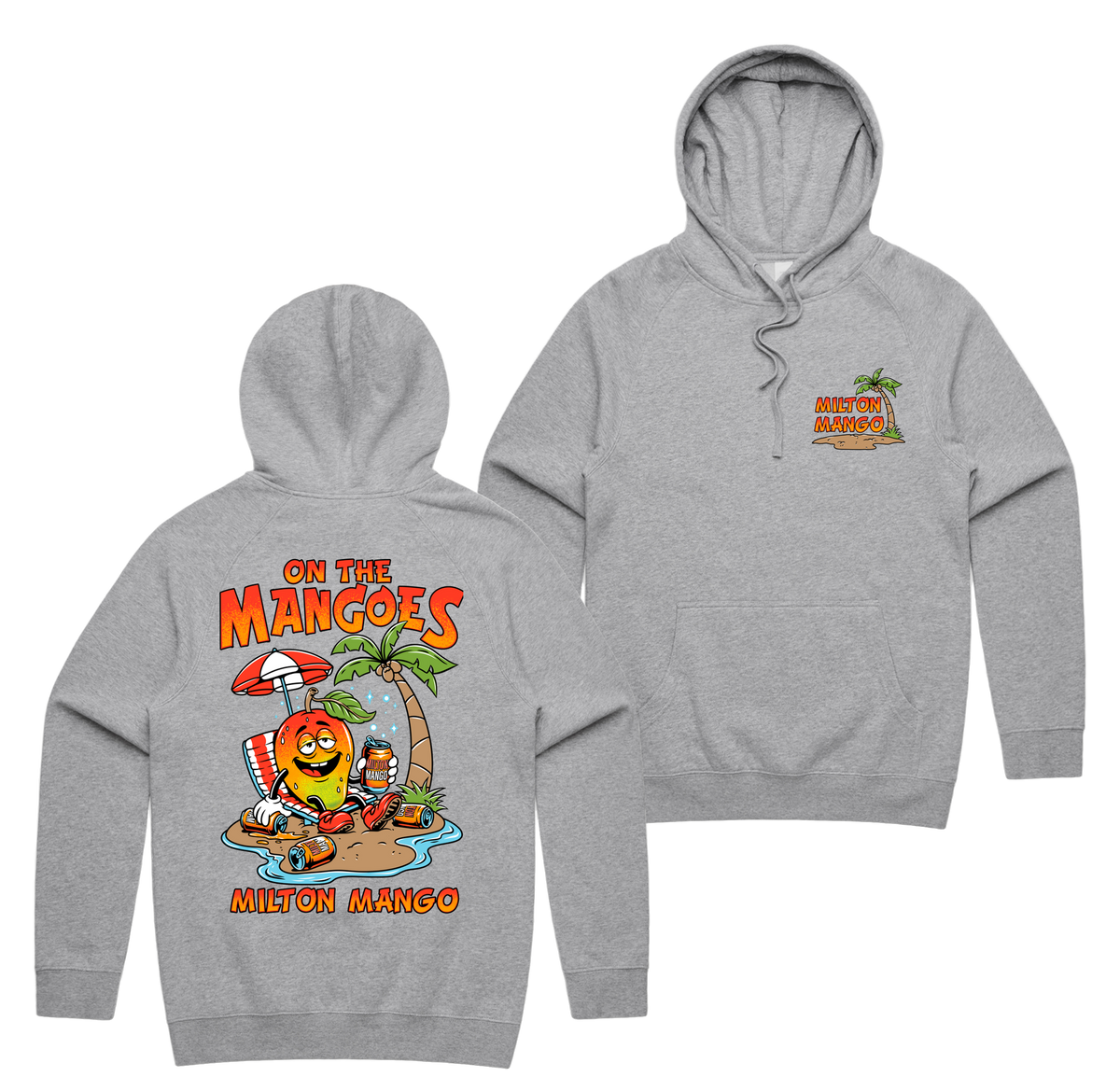 On The Mangoes Hoodie — Grey Marle front & back