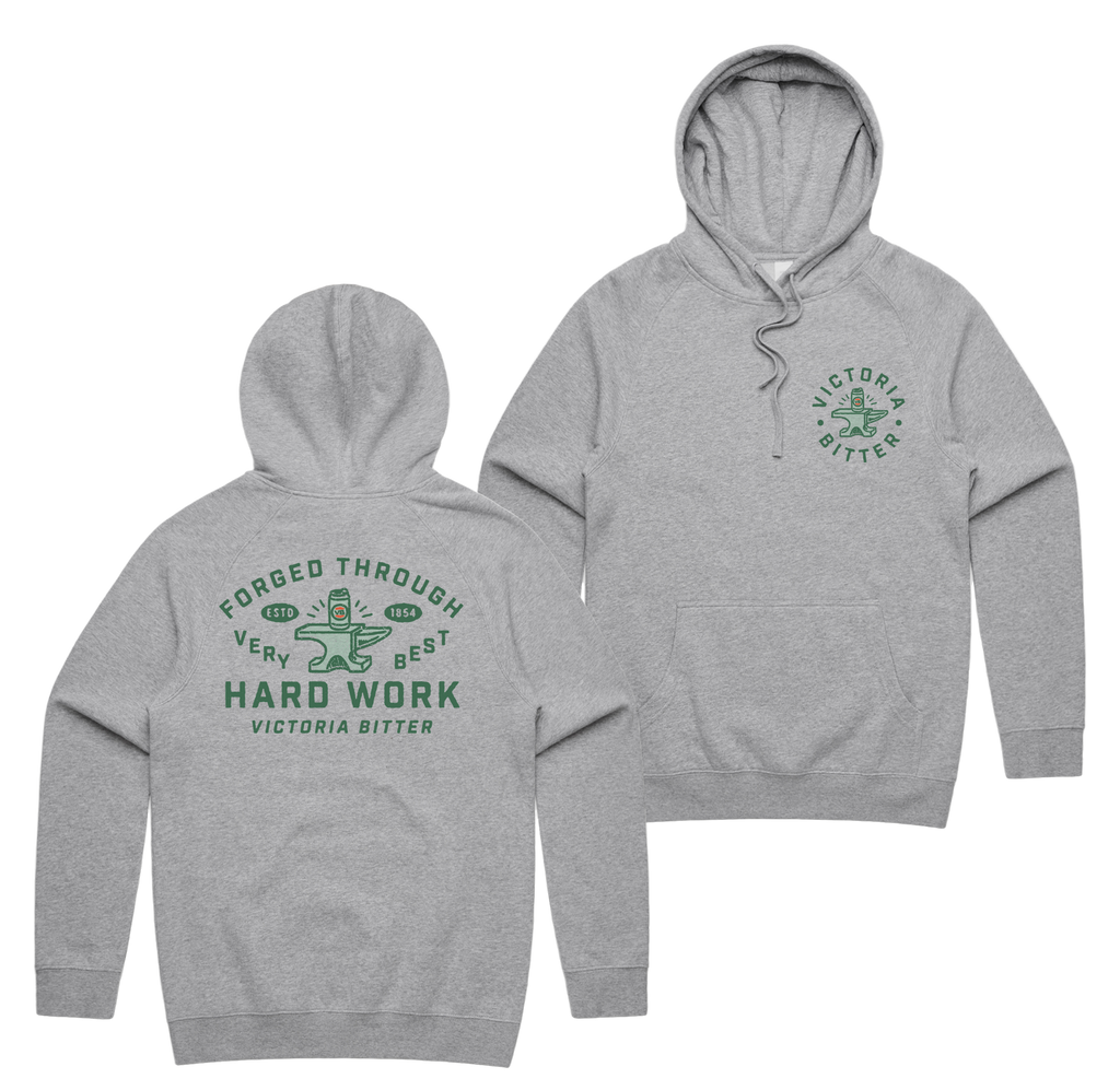 Forged Hoodie — Grey Marle front & back
