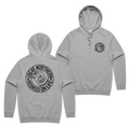 Hooked On Life Hoodie — Grey Marle front & back