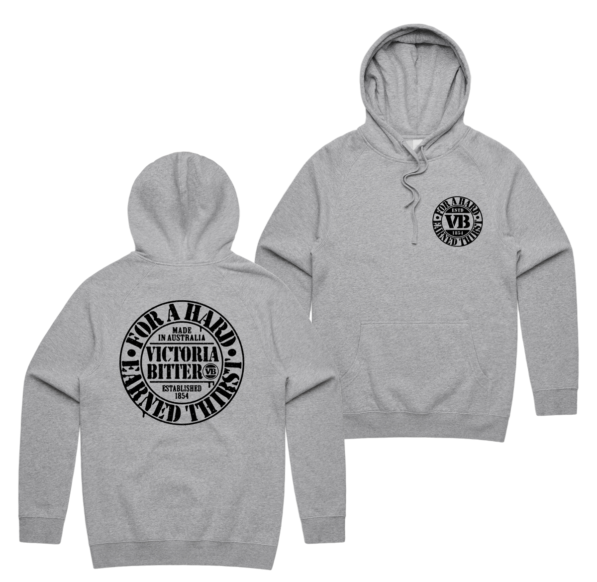 Batched Hoodie — Grey Marle front & back