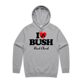 I Love Bush Hoodie — Grey Marle front