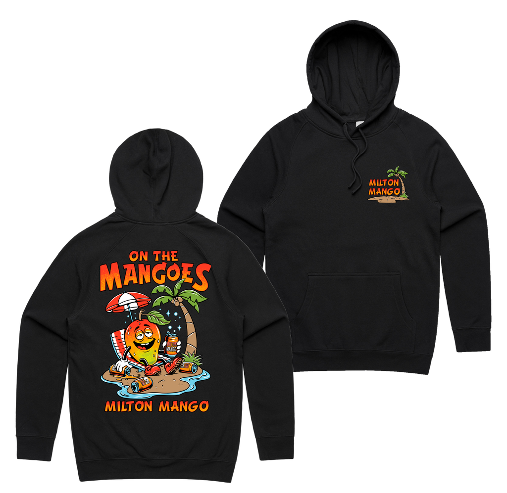 On The Mangoes Hoodie — Black front & back