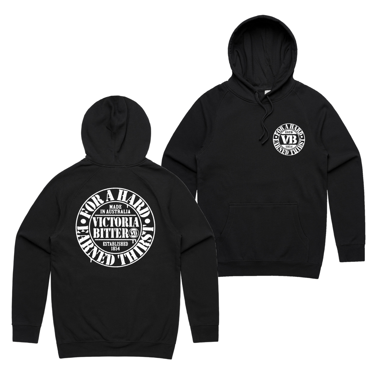 Batched Hoodie — Black front & back