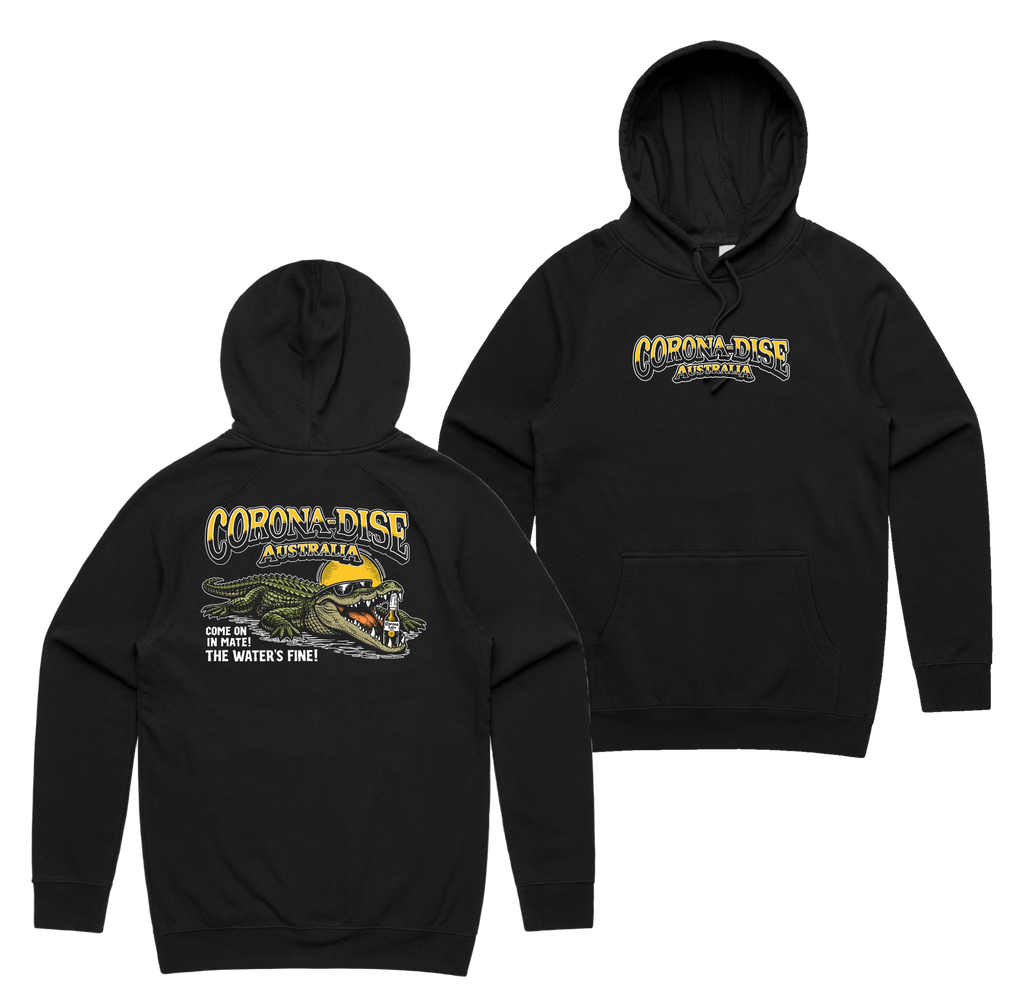 Corona Smile Hoodie — Black front & back